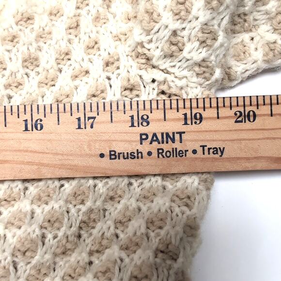 Hand Knit Handmade Sweater Blazer Cardigan Womens Size M Tan Cream Pockets NEW - Picture 14 of 16